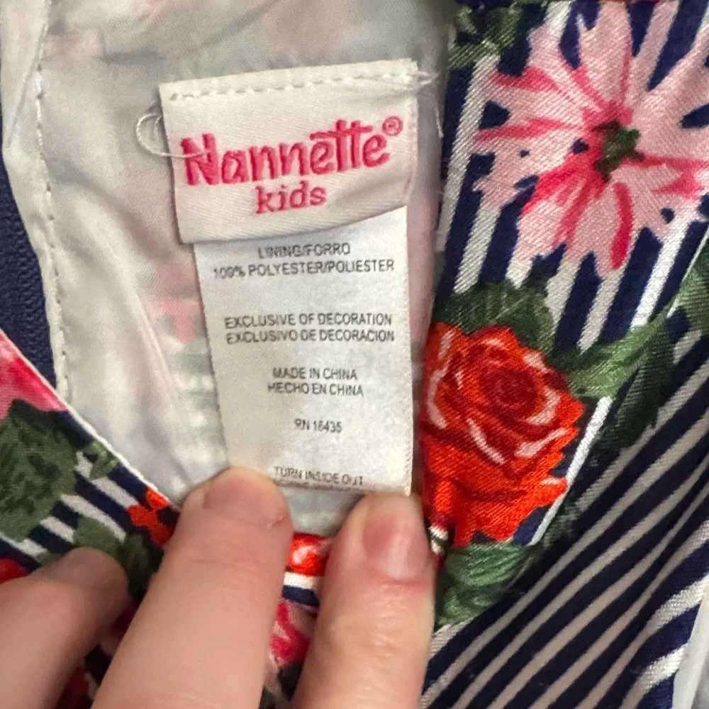 Nannette Navy and Pink Floral Striped Dress